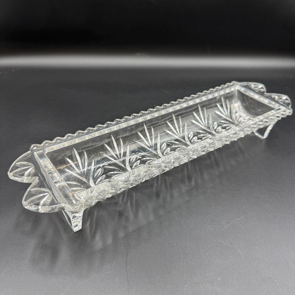 Vintage Crystal Cut Cracker Tray